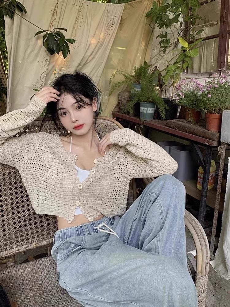 Crop Top Plain V-Neck