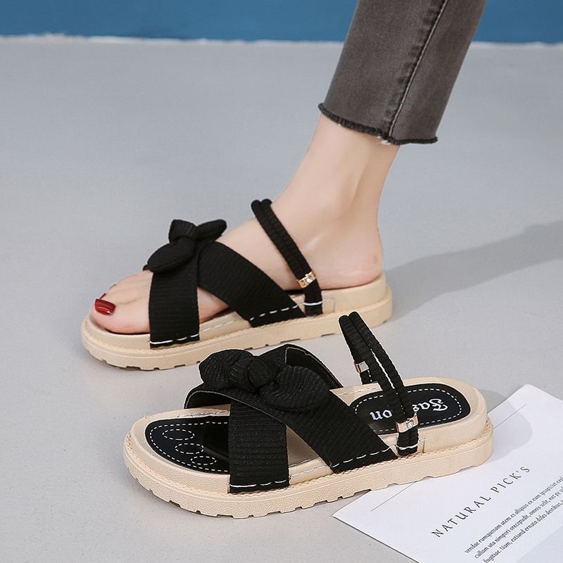 Platform Bow Slide Sandals