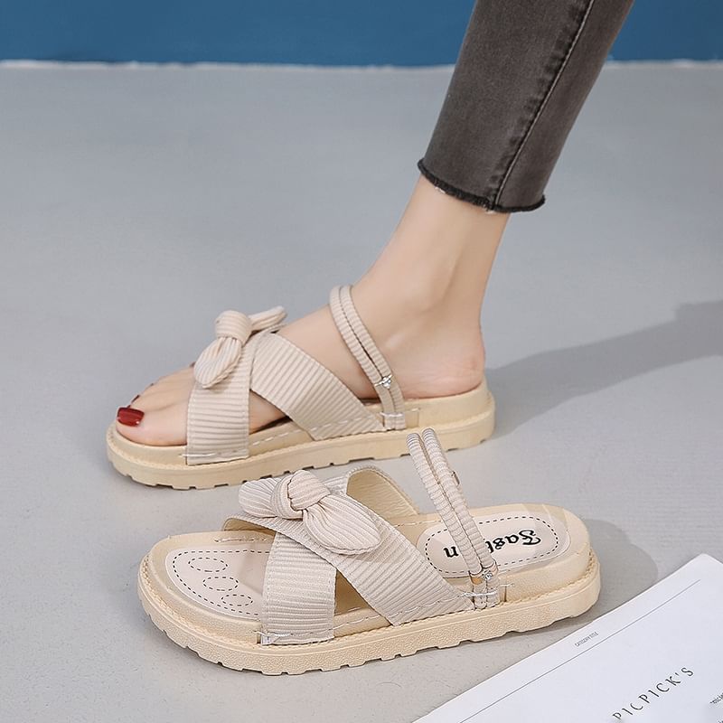 Platform Bow Slide Sandals