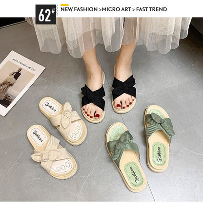 Platform Bow Slide Sandals