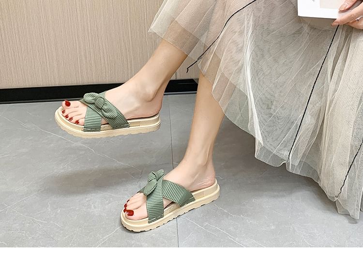 Platform Bow Slide Sandals