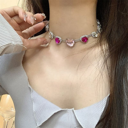 Rhinestone Choker Heart
