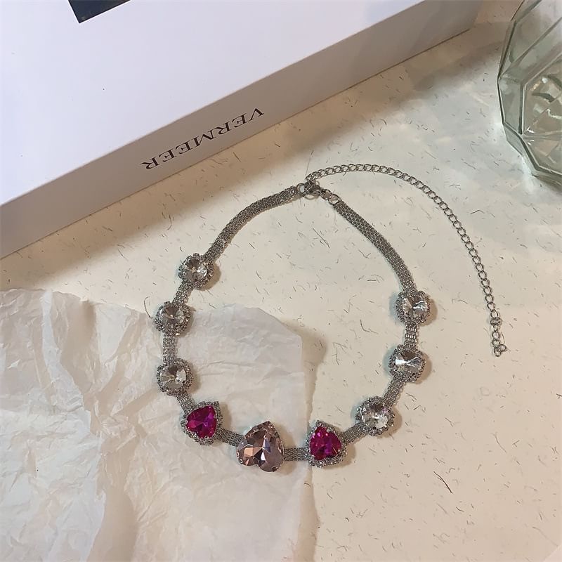 Rhinestone Choker Heart