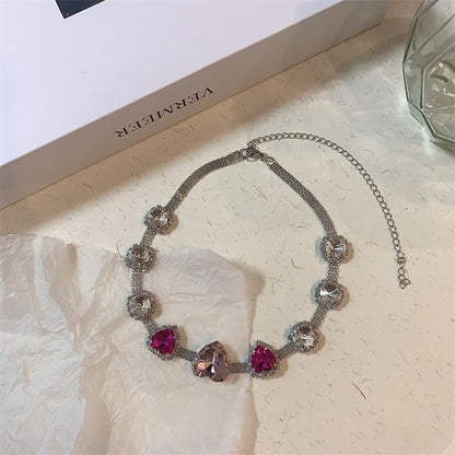 Rhinestone Choker Heart