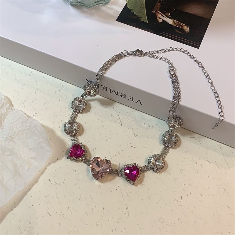 Rhinestone Choker Heart