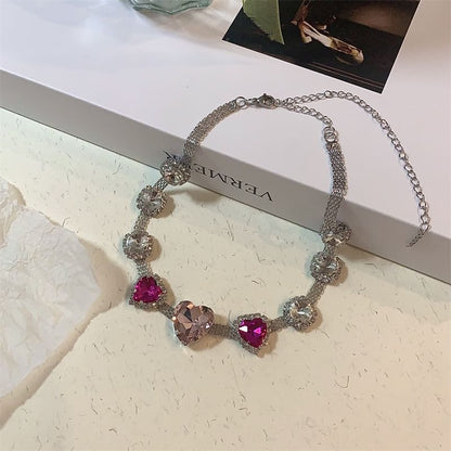 Rhinestone Choker Heart