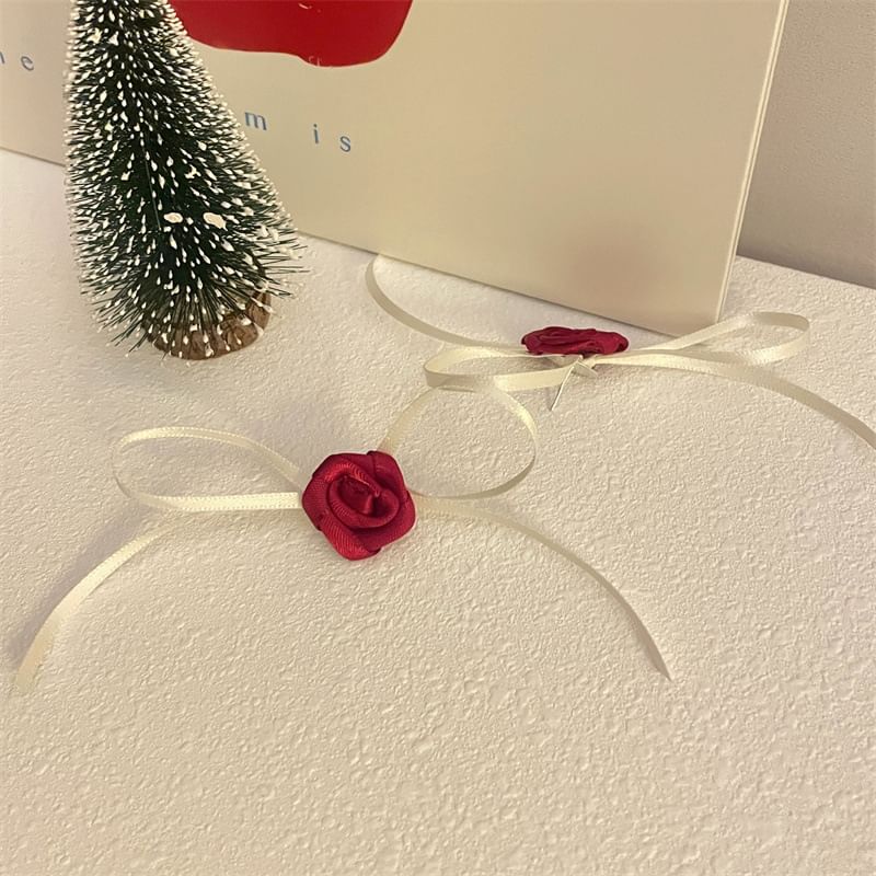 Rose Ribbon Stud Earring