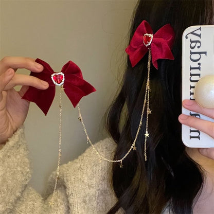 Rhinestone Bow Clip Hair