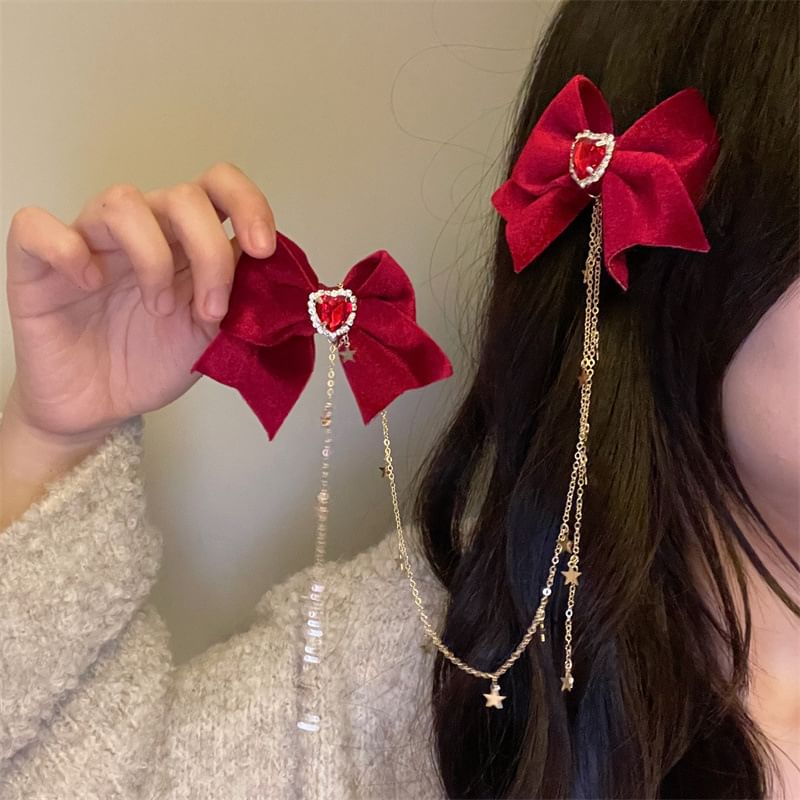 Rhinestone Bow Clip Hair