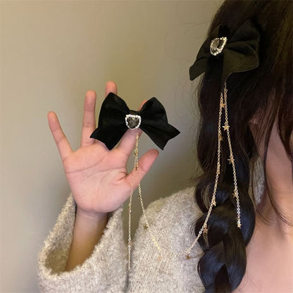 Rhinestone Bow Clip Hair