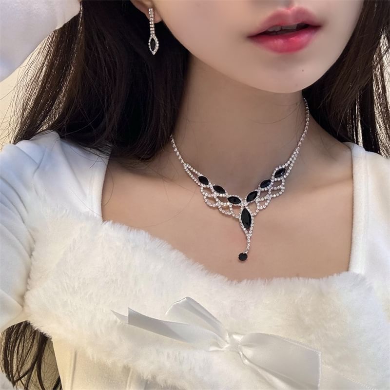 Necklace Rhinestone / Pendant Drop Earring