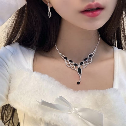 Necklace Rhinestone / Pendant Drop Earring