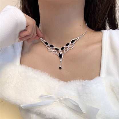 Necklace Rhinestone / Pendant Drop Earring