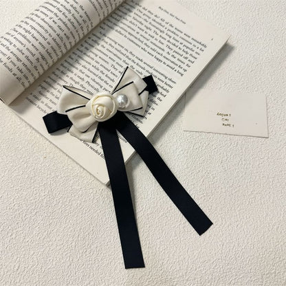 Faux Pearl Brooch Rose Bow