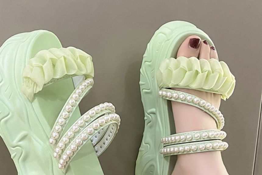 Faux Platform Pearl Sandals