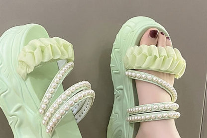 Faux Platform Pearl Sandals