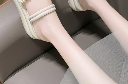 Faux Pearl Slide Sandals Platform