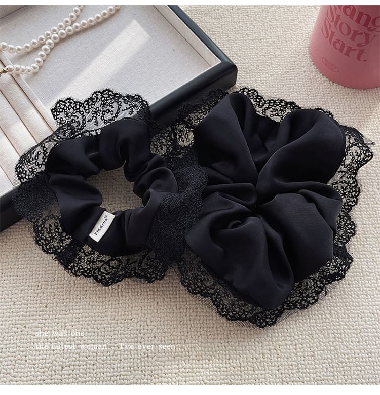 Plain Lace Trim Scrunchie