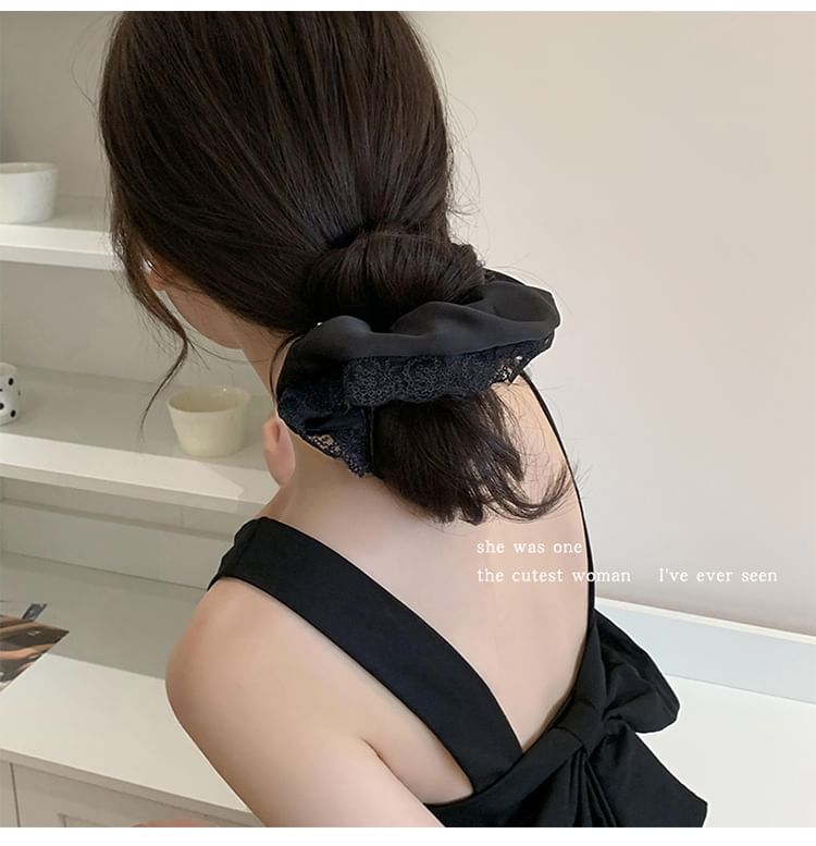 Plain Lace Trim Scrunchie