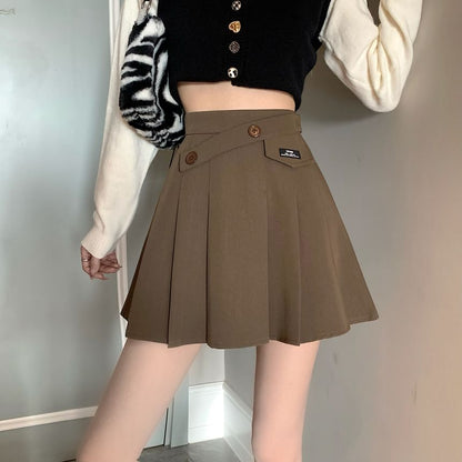 High Waist Applique Pleated Mini A