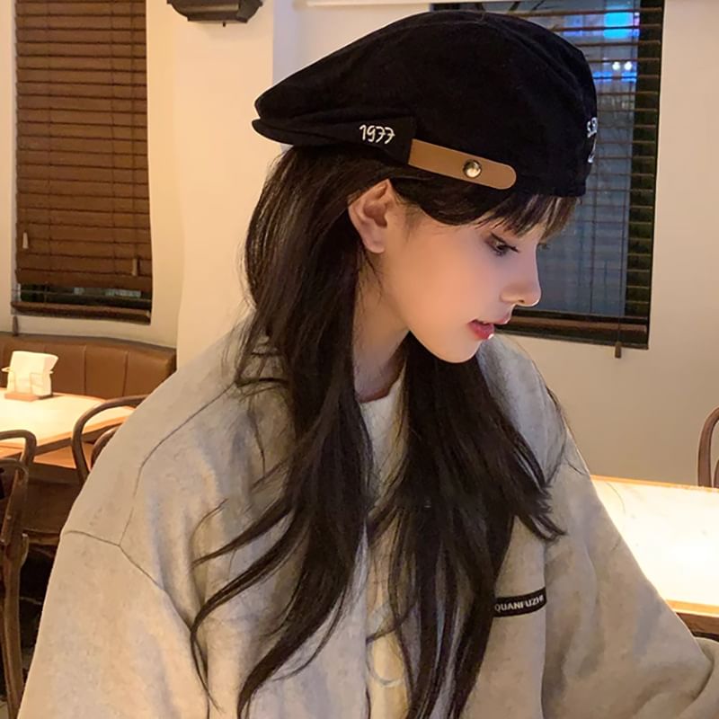 Flat Cap Numerical Embroidered