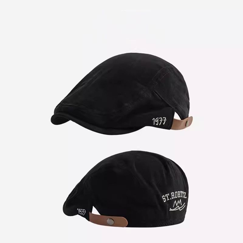 Flat Cap Numerical Embroidered