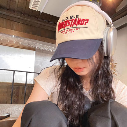 Color Lettering Embroidered Panel Baseball Cap