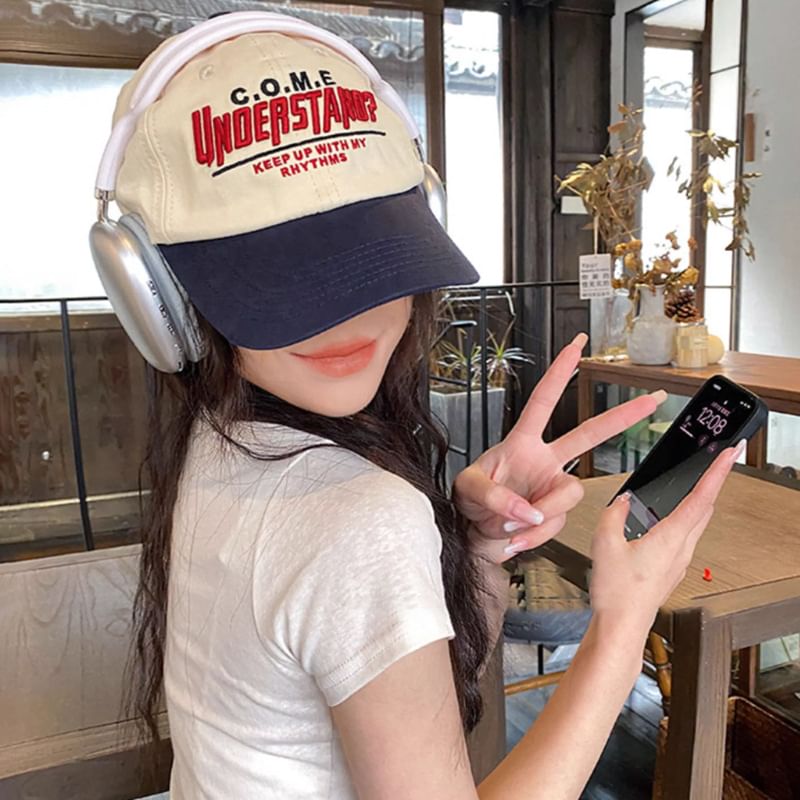 Color Lettering Embroidered Panel Baseball Cap