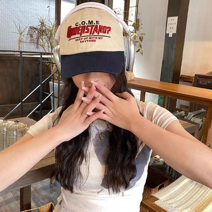 Color Lettering Embroidered Panel Baseball Cap