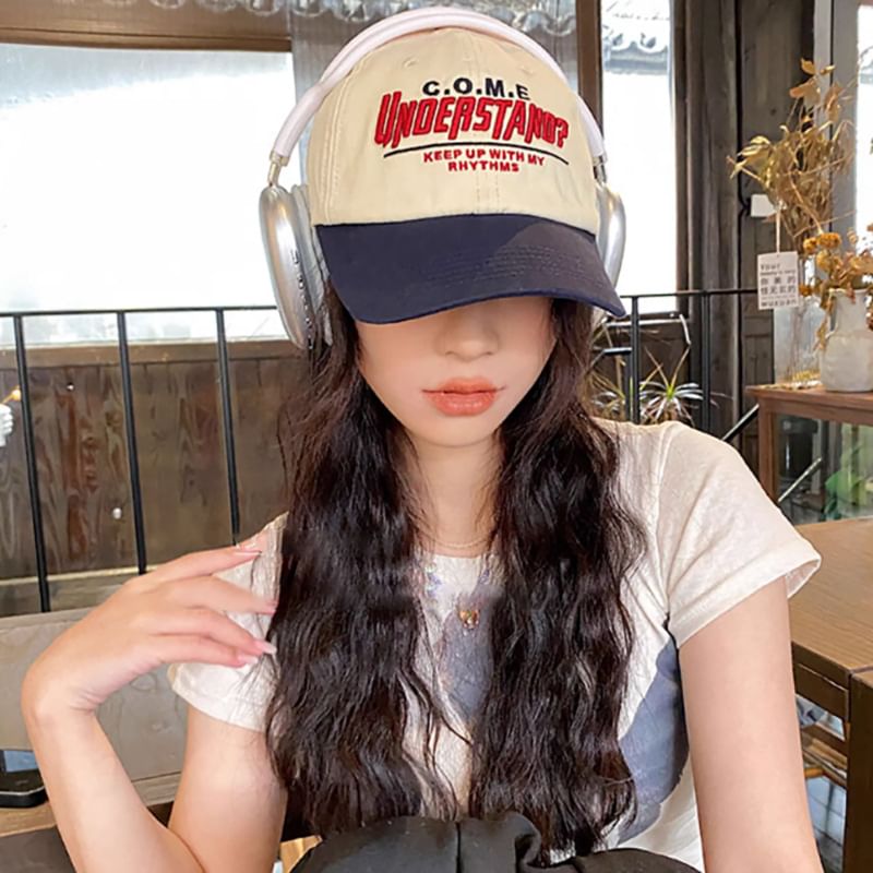 Color Lettering Embroidered Panel Baseball Cap