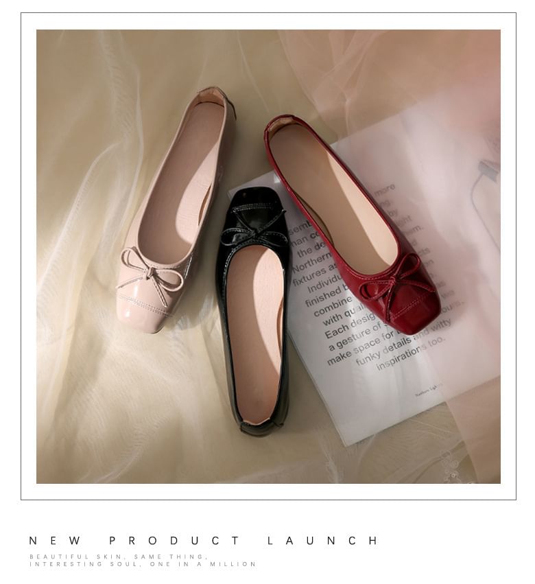 Faux Leather Bow Flats