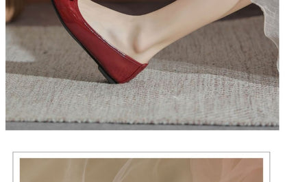 Faux Leather Bow Flats