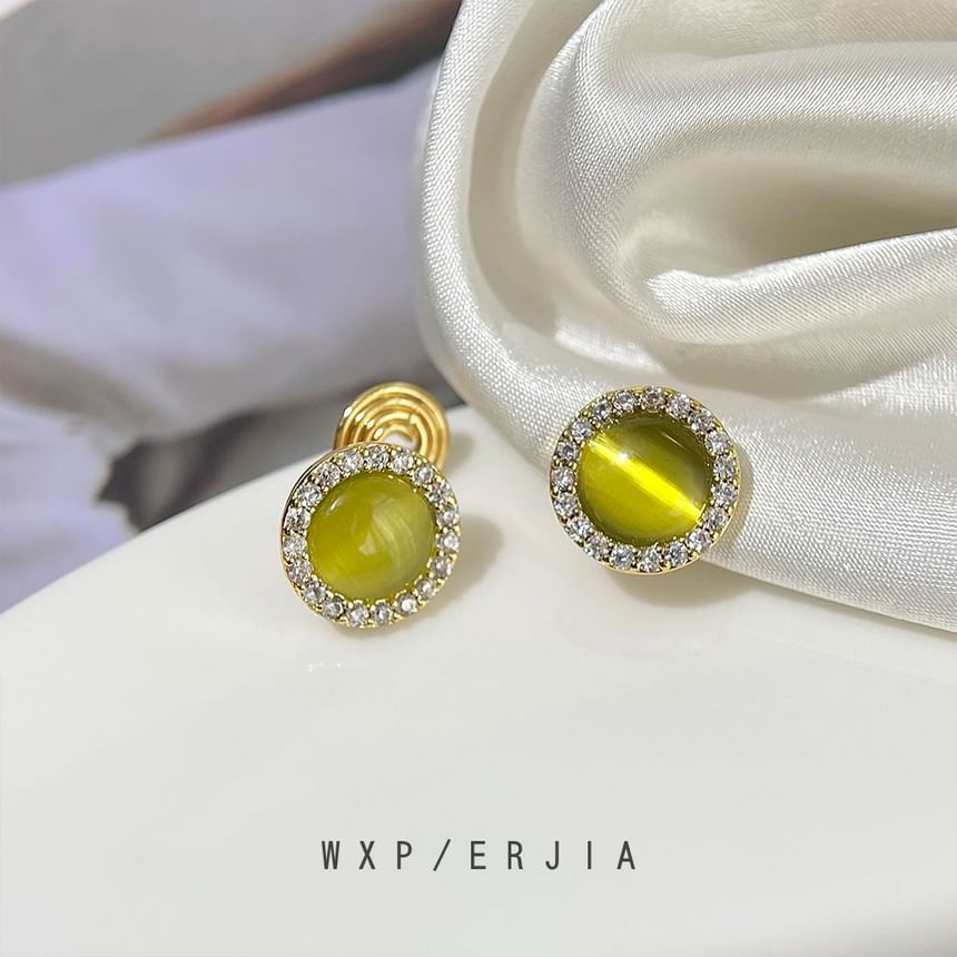 Rhinestone Faux Ear Alloy Cat Eye Cuff Stone