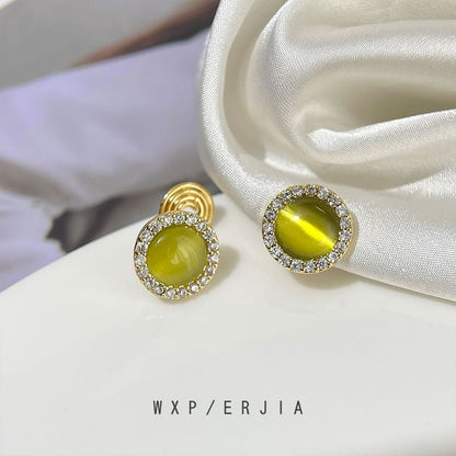 Rhinestone Faux Ear Alloy Cat Eye Cuff Stone