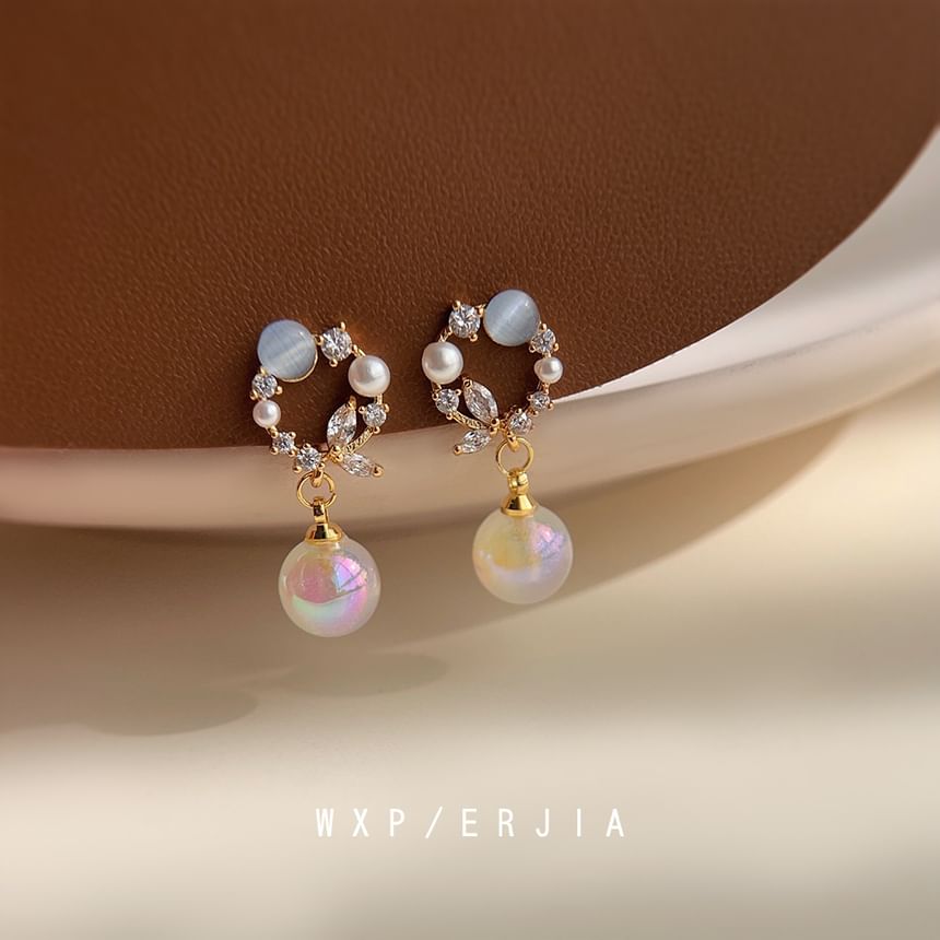 Pearl Rhinestone Alloy Earring Faux Drop