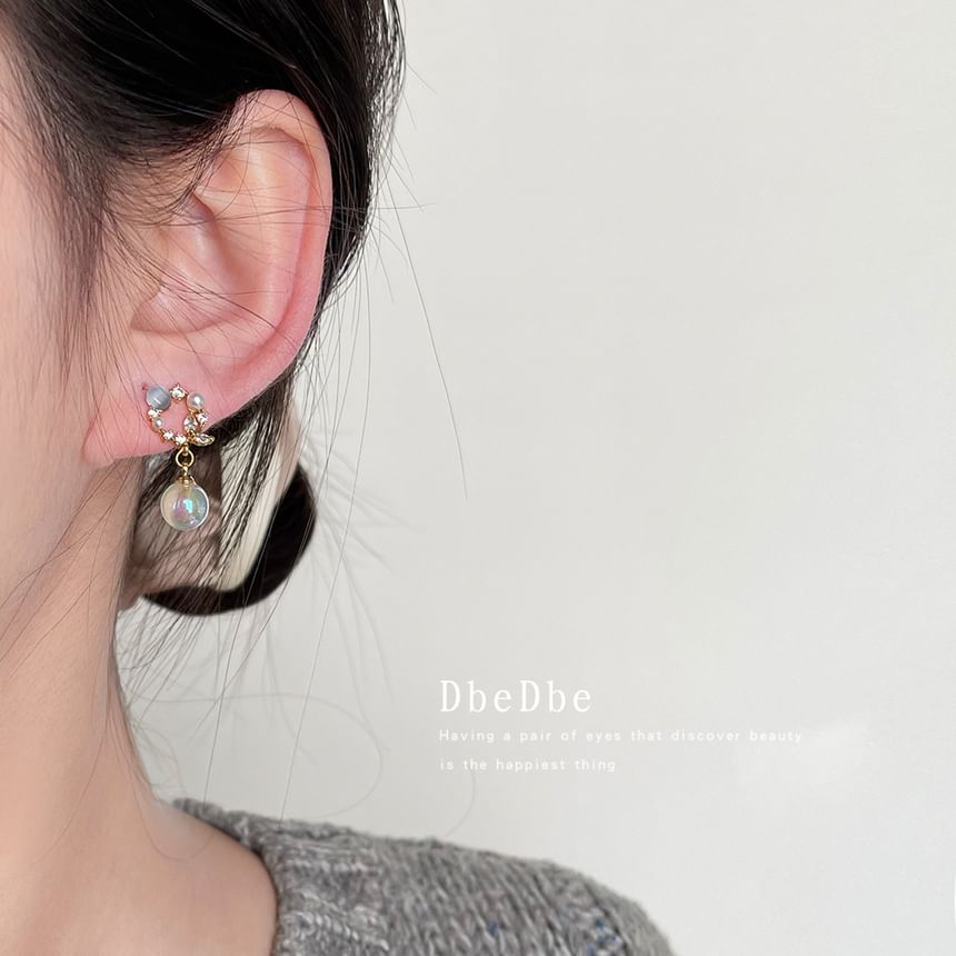 Pearl Rhinestone Alloy Earring Faux Drop