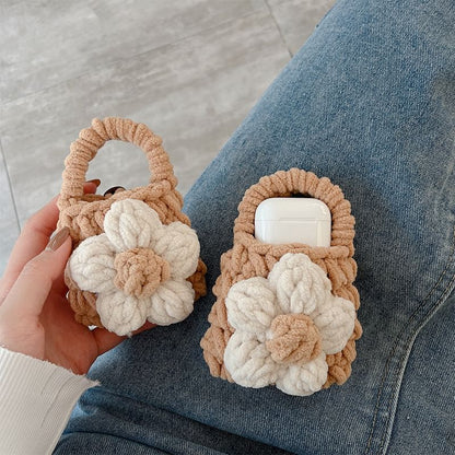 Case Earphone Knit Floral Pouch