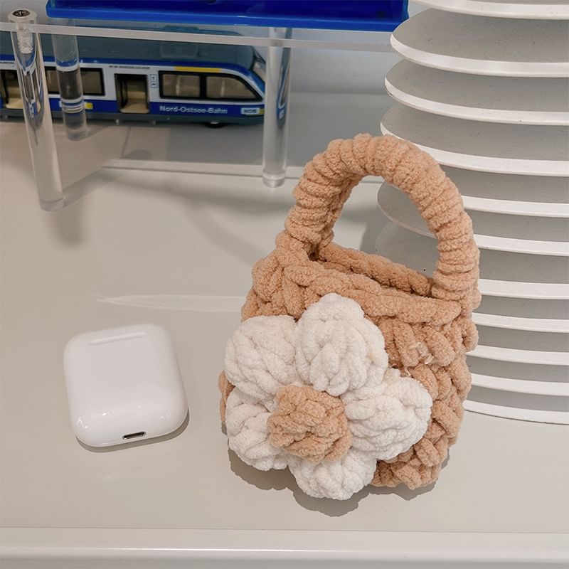 Case Earphone Knit Floral Pouch