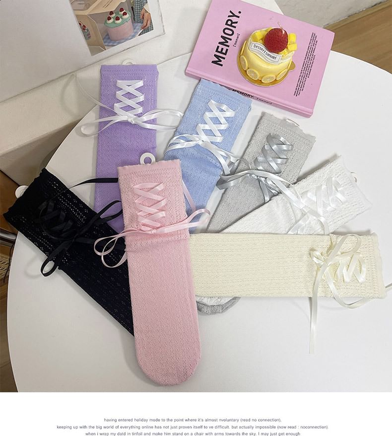 Ribbon Lace Up Short Socks