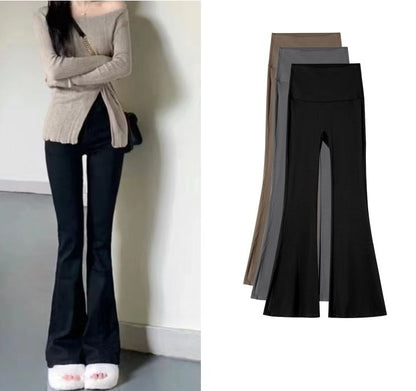 High Waist Plain Bootcut Pants