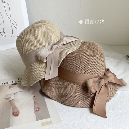 Ribbon Hat Cotton Bucket Linen