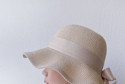 Ribbon Hat Cotton Bucket Linen