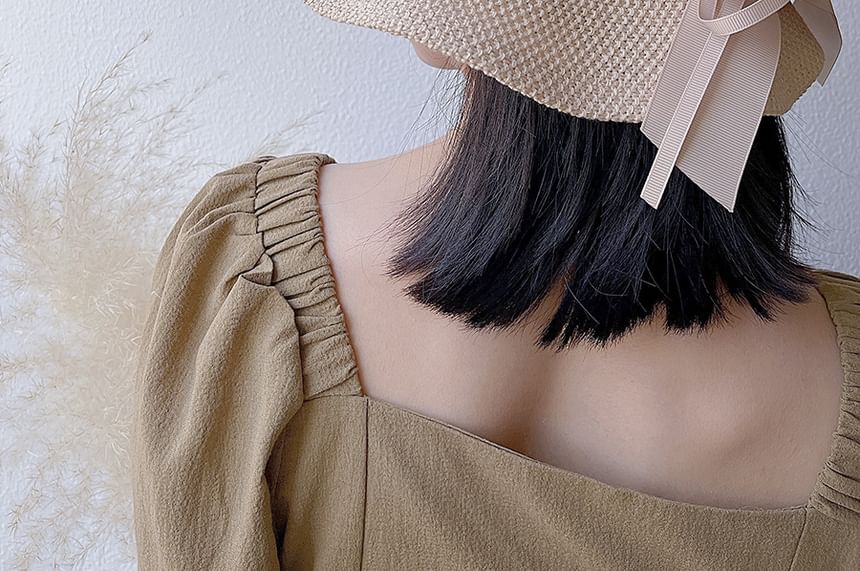 Ribbon Hat Cotton Bucket Linen