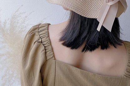 Ribbon Hat Cotton Bucket Linen