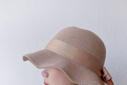 Ribbon Hat Cotton Bucket Linen