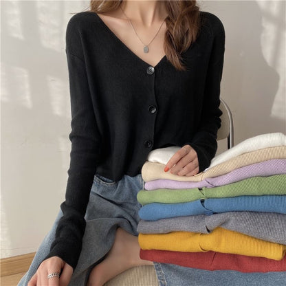 V-Neck Plain Cardigan