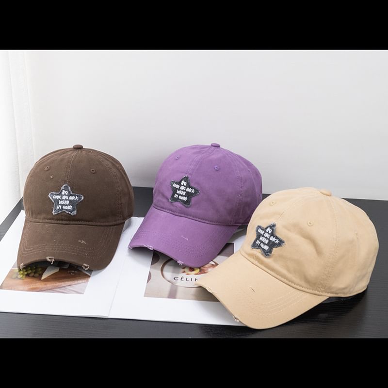 Star Distressed Applique Cap Baseball