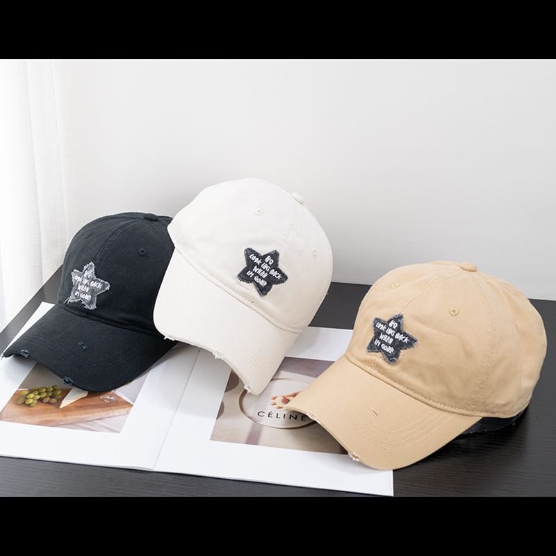 Star Distressed Applique Cap Baseball