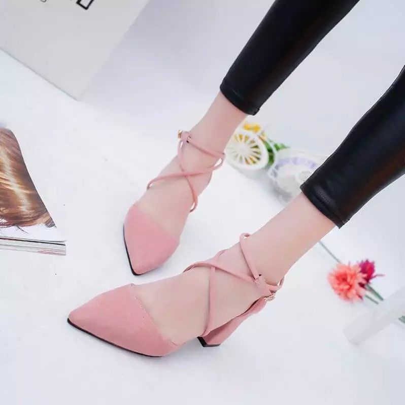 Chunky Heel Ankle Pointed Sandals Strap