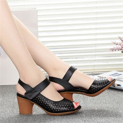 Sandals Peep Heel Toe Chunky